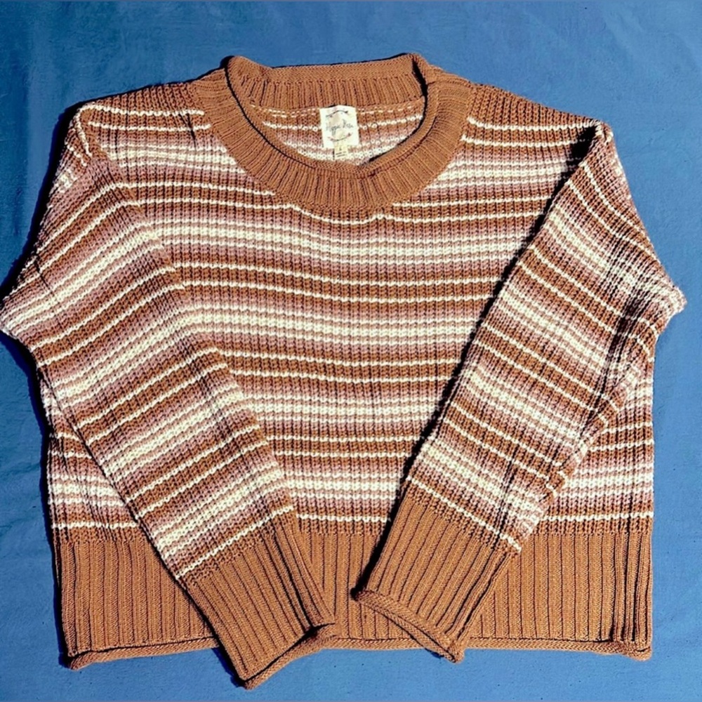 Striped knit crop sweater